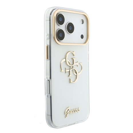 Guess Guess iPhone 18 Pro Back-Cover hul - HC IML 4G Script Metal - Weiß Guess Guess iPhone 18 Pro Back-Cover hul - HC IML 4G Script Metal - Weiß
