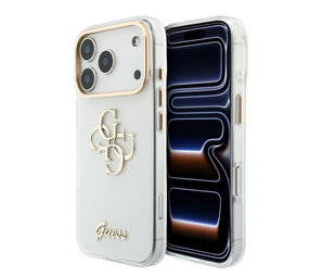 Guess Guess iPhone 18 Pro Max Back-Cover hul - HC IML 4G Script Metal - Weiß Guess Guess iPhone 18 Pro Max Back-Cover hul - HC IML 4G Script Metal - Weiß