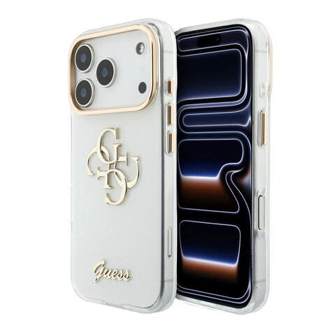 Guess Guess iPhone 18 Pro Max Back-Cover hul - HC IML 4G Script Metal - Weiß Guess Guess iPhone 18 Pro Max Back-Cover hul - HC IML 4G Script Metal - Weiß