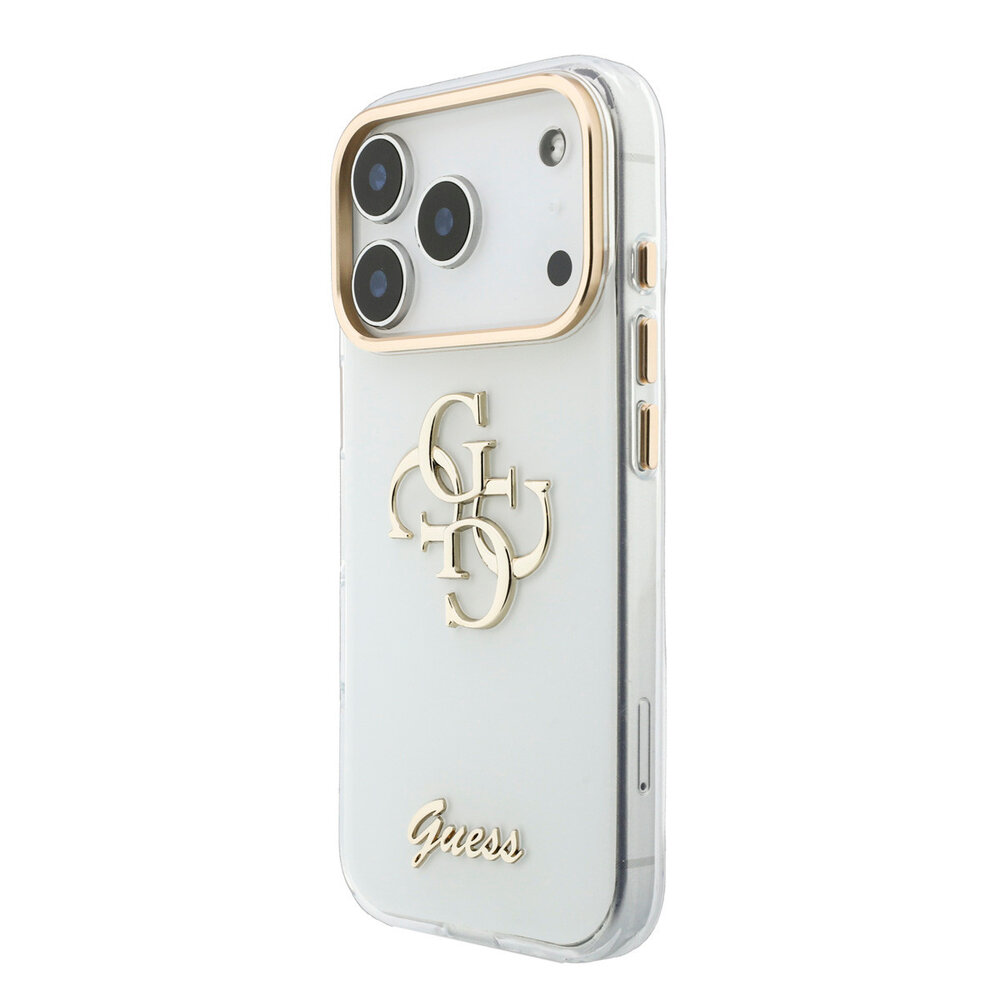 Guess Guess iPhone 18 Pro Max Back-Cover hul - HC IML 4G Script Metal - Weiß Guess Guess iPhone 18 Pro Max Back-Cover hul - HC IML 4G Script Metal - Weiß