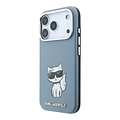 Karl Lagerfeld Karl Lagerfeld iPhone 18 Pro/iPhone 17 Pro Hartschalenhülle - MagSafe - SW - Glattes PU - Choupette Sketch - Hellblau
