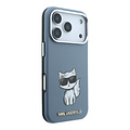 Karl Lagerfeld Karl Lagerfeld iPhone 18 Pro/iPhone 17 Pro Hartschalenhülle - MagSafe - SW - Glattes PU - Choupette Sketch - Hellblau