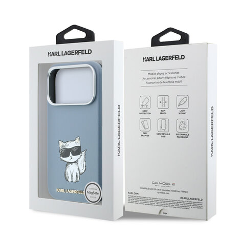 Karl Lagerfeld Karl Lagerfeld iPhone 18 Pro Back-Cover hul - HC Magsafe SW Smooth PU Choupette Sketch - Hellblau Karl Lagerfeld Karl Lagerfeld iPhone 18 Pro Back-Cover hul - HC Magsafe SW Smooth PU Choupette Sketch - Hellblau