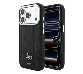 Guess Guess iPhone 18 Pro Max Back cover case - HC Magsafe PU Stripe HS Peony 4G Logo - Black Guess Guess iPhone 18 Pro Max Back cover case - HC Magsafe PU Stripe HS Peony 4G Logo - Black