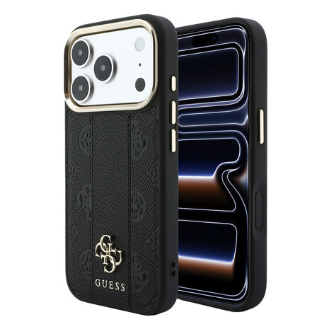 Guess Guess iPhone 18 Pro Max Back cover case - HC Magsafe PU Stripe HS Peony 4G Logo - Black Guess Guess iPhone 18 Pro Max Back cover case - HC Magsafe PU Stripe HS Peony 4G Logo - Black