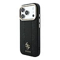 Guess Guess iPhone 18 Pro Max/iPhone 17 Pro Max Hartschalenhülle MagSafe PU Streifen HS Pfingstrose 4G-Logo - Schwarz