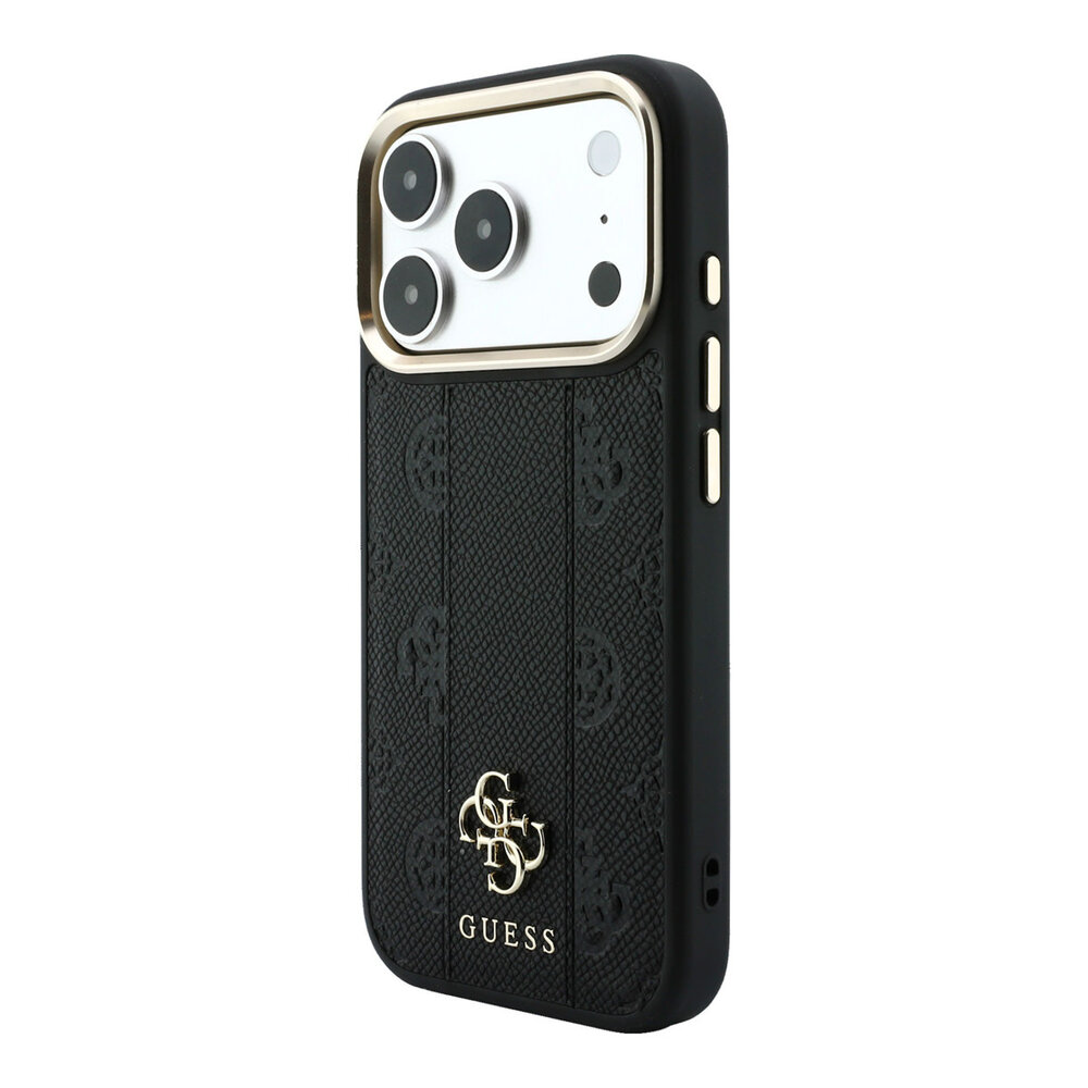 Guess Guess iPhone 18 Pro Max Back cover case - HC Magsafe PU Stripe HS Peony 4G Logo - Black Guess Guess iPhone 18 Pro Max Back cover case - HC Magsafe PU Stripe HS Peony 4G Logo - Black