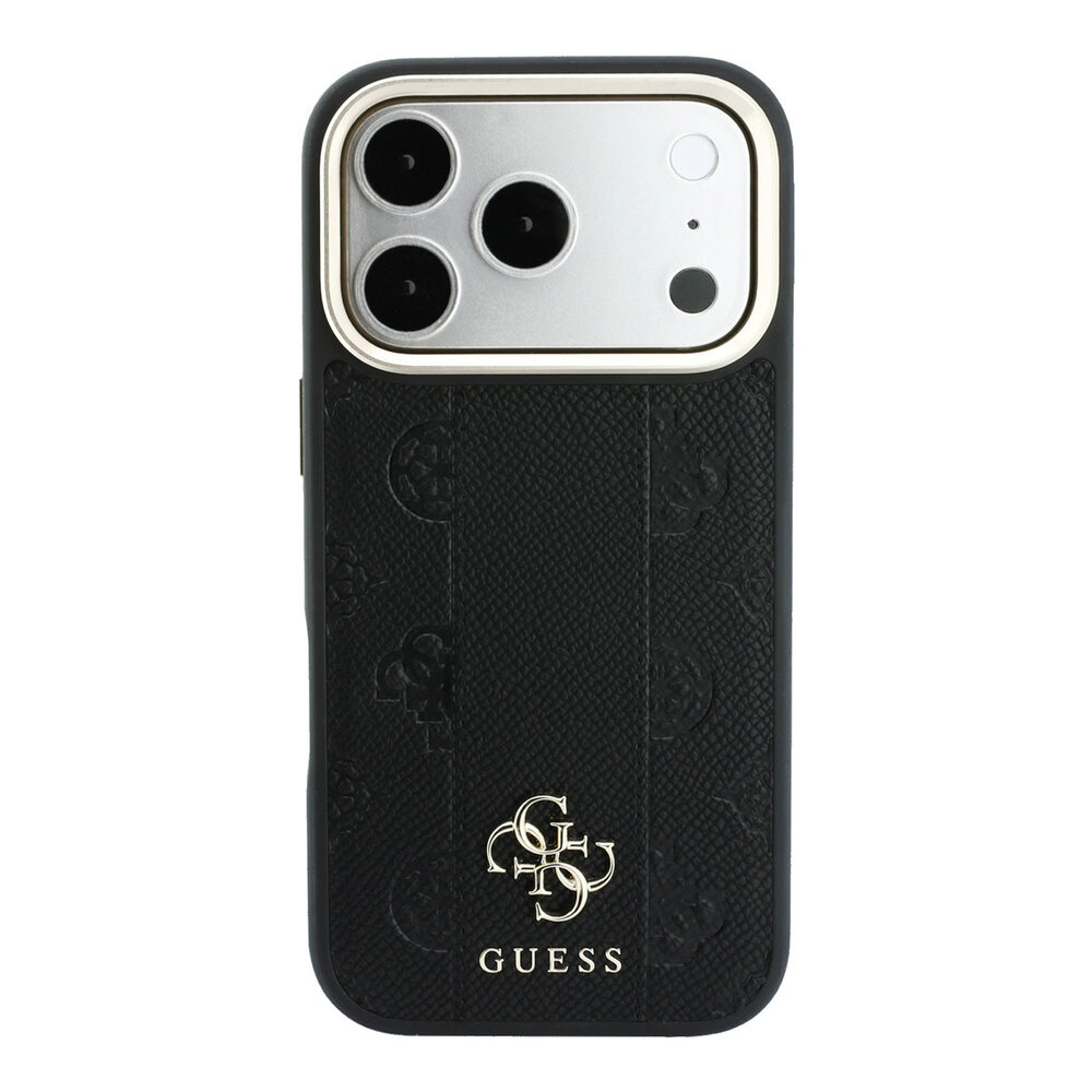 Guess Guess iPhone 18 Pro Max Back cover case - HC Magsafe PU Stripe HS Peony 4G Logo - Black Guess Guess iPhone 18 Pro Max Back cover case - HC Magsafe PU Stripe HS Peony 4G Logo - Black