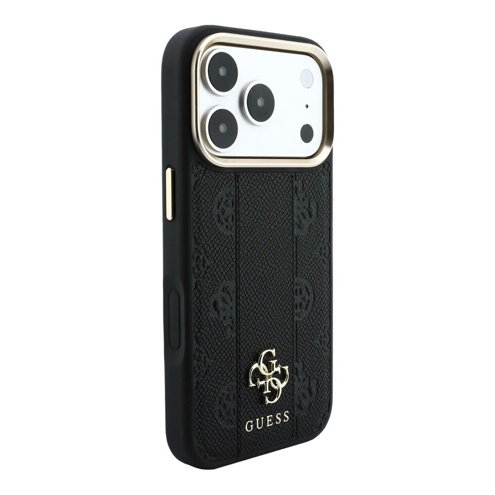 Guess Guess iPhone 18 Pro Max Back cover case - HC Magsafe PU Stripe HS Peony 4G Logo - Black Guess Guess iPhone 18 Pro Max Back cover case - HC Magsafe PU Stripe HS Peony 4G Logo - Black