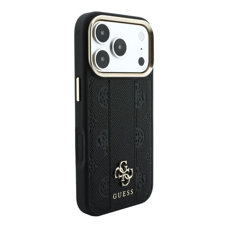 Guess Guess iPhone 18 Pro Max Back cover case - HC Magsafe PU Stripe HS Peony 4G Logo - Black Guess Guess iPhone 18 Pro Max Back cover case - HC Magsafe PU Stripe HS Peony 4G Logo - Black
