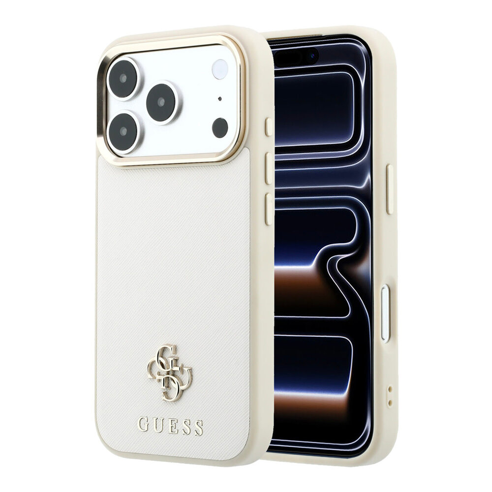 Guess Guess iPhone 18 Pro Max Back cover case - HC Magsafe Saffiano Small 4G And Classic - Beige Guess Guess iPhone 18 Pro Max Back cover case - HC Magsafe Saffiano Small 4G And Classic - Beige