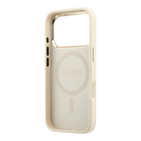 Guess Guess iPhone 18 Pro Max Back cover case - HC Magsafe Saffiano Small 4G And Classic - Beige Guess Guess iPhone 18 Pro Max Back cover case - HC Magsafe Saffiano Small 4G And Classic - Beige