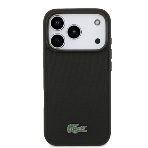 Lacoste Lacoste iPhone 18 Pro/iPhone 17 Pro Hartschalenhülle MagSafe PVC Petit Piqué Lackiertes Logo - Schwarz