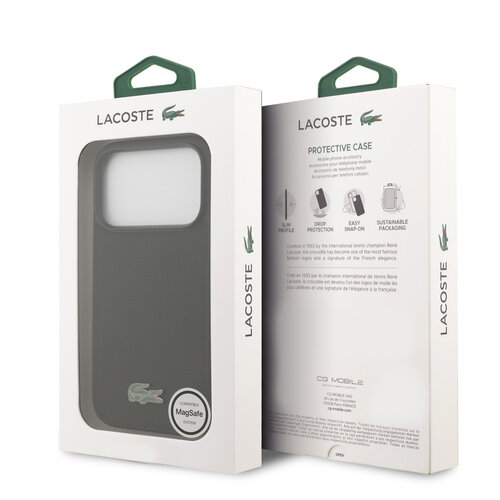 Lacoste Lacoste iPhone 18 Pro/iPhone 17 Pro Hartschalenhülle MagSafe PVC Petit Piqué Lackiertes Logo - Schwarz