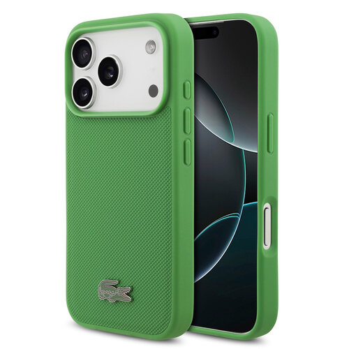 Lacoste Lacoste iPhone 18 Pro/iPhone 17 Pro Hartschalenhülle MagSafe PVC Petit Piqué Lackiertes Logo Estragon - Olivgrün