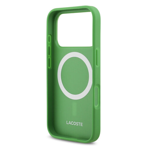 Lacoste Lacoste iPhone 18 Pro/iPhone 17 Pro Hartschalenhülle MagSafe PVC Petit Piqué Lackiertes Logo Estragon - Olivgrün