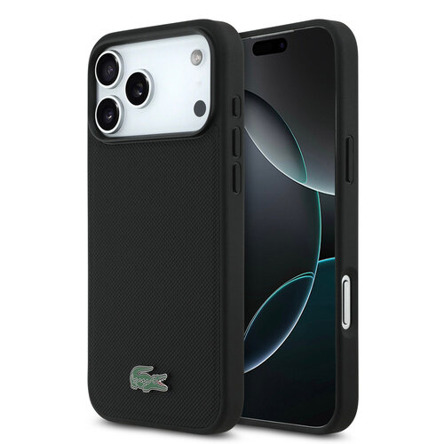 Lacoste Lacoste iPhone 18 Pro Max/iPhone 17 Pro Max Hartschalenhülle MagSafe PVC Petit Piqué Lackiertes Logo - Schwarz