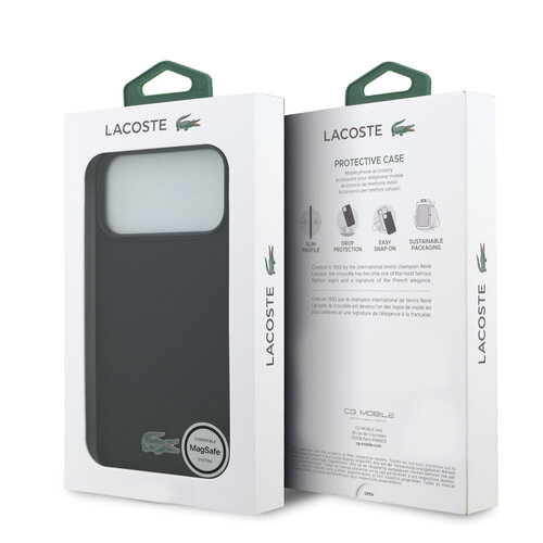 Lacoste Lacoste iPhone 18 Pro Max/iPhone 17 Pro Max Hartschalenhülle MagSafe PVC Petit Piqué Lackiertes Logo - Schwarz