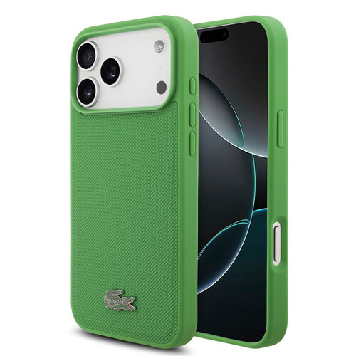 Lacoste Lacoste iPhone 18 Pro Max/iPhone 17 Pro Max Hartschalenhülle MagSafe PVC Petit Piqué Lackiertes Logo Estragon - Olivgrün