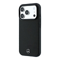 Mercedes-Benz Mercedes-Benz iPhone 18 Pro/iPhone 17 Pro Hartschalenhülle MagSafe PU-Kunstleder Teilbezug Holzoptik - Schwarz