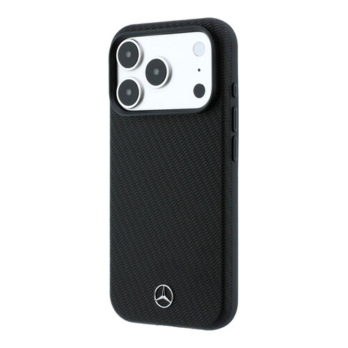Mercedes-Benz Mercedes-Benz iPhone 18 Pro/iPhone 17 Pro Hartschalenhülle MagSafe PU-Kunstleder Teilbezug Holzoptik - Schwarz