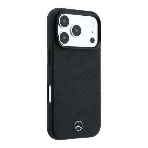 Mercedes-Benz Mercedes-Benz iPhone 18 Pro/iPhone 17 Pro Hartschalenhülle MagSafe PU-Kunstleder Teilbezug Holzoptik - Schwarz