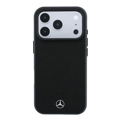 Mercedes-Benz Mercedes-Benz iPhone 18 Pro Back-Cover hul - HC Magsafe PU Leather Semi Wrap Wood Effect - Schwarz Mercedes-Benz Mercedes-Benz iPhone 18 Pro Back-Cover hul - HC Magsafe PU Leather Semi Wrap Wood Effect - Schwarz