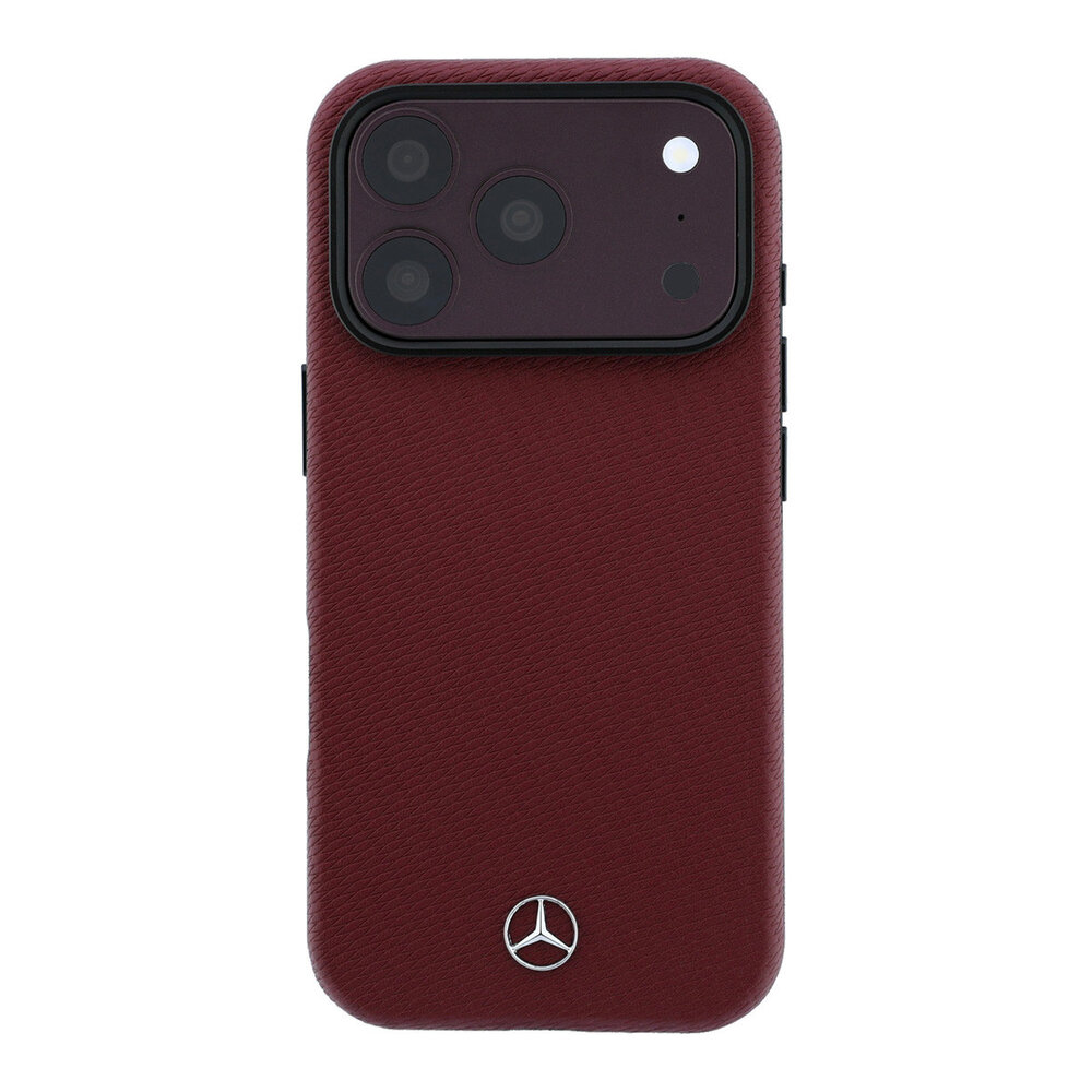 Mercedes-Benz Mercedes-Benz iPhone 18 Pro Back-Cover hul - HC Magsafe PU Leather Semi Wrap Wood Effect - Burgundy Mercedes-Benz Mercedes-Benz iPhone 18 Pro Back-Cover hul - HC Magsafe PU Leather Semi Wrap Wood Effect - Burgundy
