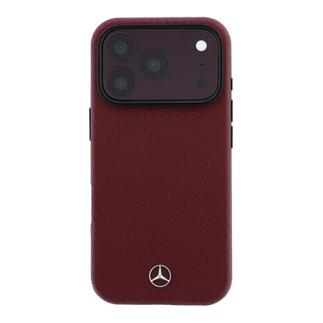 Mercedes-Benz Mercedes-Benz iPhone 18 Pro Back-Cover hul - HC Magsafe PU Leather Semi Wrap Wood Effect - Burgundy Mercedes-Benz Mercedes-Benz iPhone 18 Pro Back-Cover hul - HC Magsafe PU Leather Semi Wrap Wood Effect - Burgundy