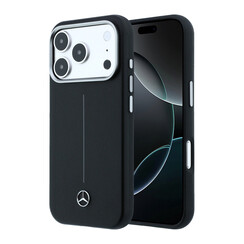 Mercedes-Benz iPhone 18 Pro Max/iPhone 17 Pro Max Coque rigide - MagSafe - Similicuir PU - Semi Wrap - Iconic Line - Noir