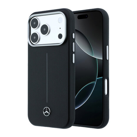 Mercedes-Benz Mercedes-Benz iPhone 18 Pro Max Back-Cover hul - HC Magsafe PU Leather Semi Wrap With Iconic Line - Schwarz Mercedes-Benz Mercedes-Benz iPhone 18 Pro Max Back-Cover hul - HC Magsafe PU Leather Semi Wrap With Iconic Line - Schwarz