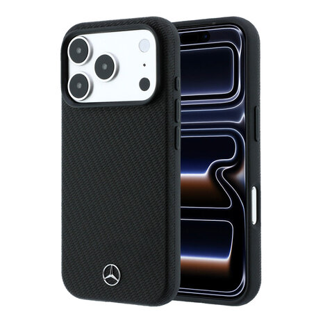 Mercedes-Benz Mercedes-Benz iPhone 18 Pro Max Back-Cover hul - HC Magsafe PU Leather Semi Wrap Wood Effect - Schwarz Mercedes-Benz Mercedes-Benz iPhone 18 Pro Max Back-Cover hul - HC Magsafe PU Leather Semi Wrap Wood Effect - Schwarz