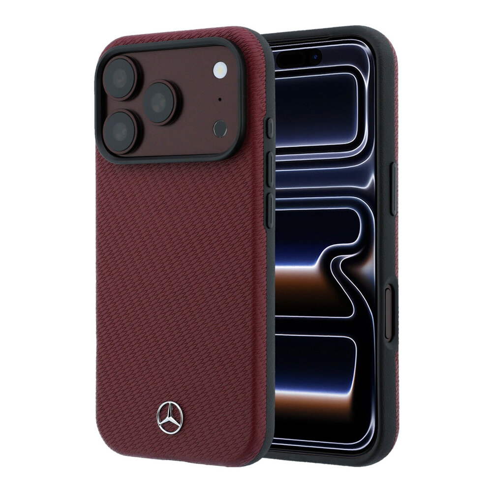 Mercedes-Benz Mercedes-Benz iPhone 18 Pro Max Back-Cover hul - HC Magsafe PU Leather Semi Wrap Wood Effect - Burgundy Mercedes-Benz Mercedes-Benz iPhone 18 Pro Max Back-Cover hul - HC Magsafe PU Leather Semi Wrap Wood Effect - Burgundy