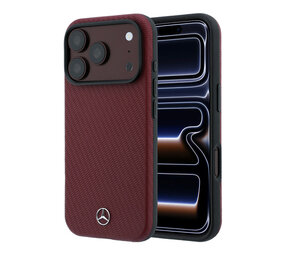 Mercedes-Benz Mercedes-Benz iPhone 18 Pro Max Back-Cover hul - HC Magsafe PU Leather Semi Wrap Wood Effect - Burgundy Mercedes-Benz Mercedes-Benz iPhone 18 Pro Max Back-Cover hul - HC Magsafe PU Leather Semi Wrap Wood Effect - Burgundy