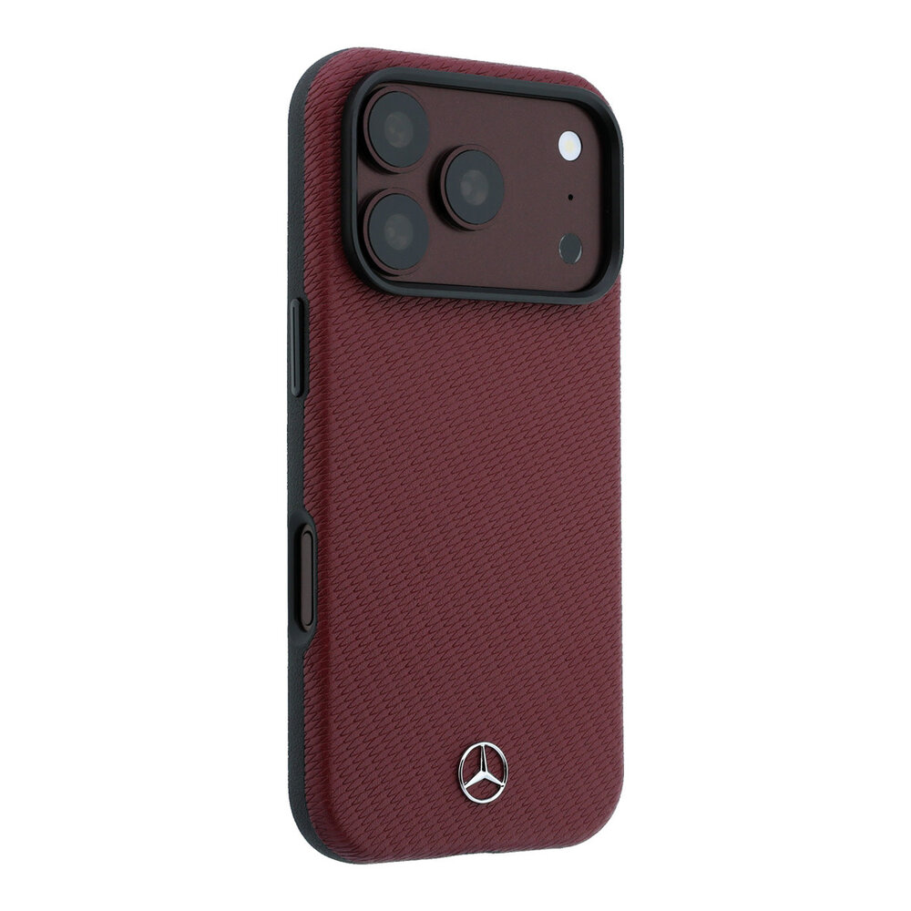 Mercedes-Benz Mercedes-Benz iPhone 18 Pro Max Back-Cover hul - HC Magsafe PU Leather Semi Wrap Wood Effect - Burgundy Mercedes-Benz Mercedes-Benz iPhone 18 Pro Max Back-Cover hul - HC Magsafe PU Leather Semi Wrap Wood Effect - Burgundy