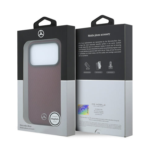 Mercedes-Benz Mercedes-Benz iPhone 18 Pro Max Back-Cover hul - HC Magsafe PU Leather Semi Wrap Wood Effect - Burgundy Mercedes-Benz Mercedes-Benz iPhone 18 Pro Max Back-Cover hul - HC Magsafe PU Leather Semi Wrap Wood Effect - Burgundy