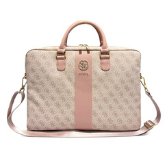 Guess Laptoptasche - Computer Bag 4G PU Round 4G & Classic Logos Stripe Pink 16 Inch - Rosa
