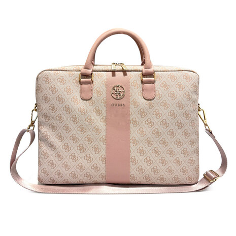 Guess Guess Laptop bag - Computer Bag 4G PU Round 4G & Classic Logos Stripe Pink 16 Inch - Pink