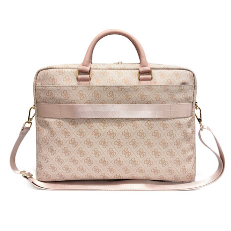 Guess Guess Laptoptas - Computer Bag 4G PU Round 4G & Classic Logos Stripe Pink 16 Inch - Roze Guess Guess Laptoptas - Computer Bag 4G PU Round 4G & Classic Logos Stripe Pink 16 Inch - Roze