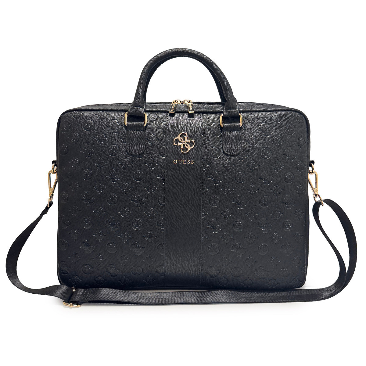 Guess Guess Laptoptas - Computer Bag Peony PU 4G & Classic Logos Stripe 16 Inch - Zwart