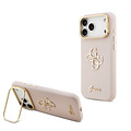 Guess Guess iPhone 17 Pro Max/iPhone 18 Pro Max Hartschalenhülle Genarbtes PU großes 4G-Motiv Kameraständer - Rosa