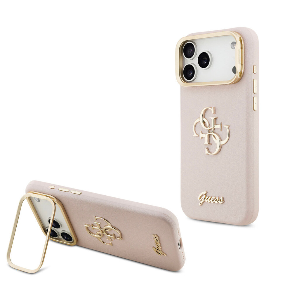 Guess Guess iPhone 17 Pro Max Back cover case - HC Grained PU Big 4G & Stand Camera - Pink Guess Guess iPhone 17 Pro Max Back cover case - HC Grained PU Big 4G & Stand Camera - Pink