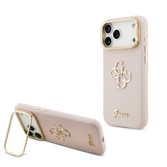 Guess iPhone 17 Pro Max/iPhone 18 Pro Max Hard Case Grained PU Large 4G Motif Camera Stand - Pink