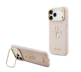 Guess Guess iPhone 17 Pro Max Back-Cover hul - HC Grained PU Big 4G & Stand Camera - Rosa Guess Guess iPhone 17 Pro Max Back-Cover hul - HC Grained PU Big 4G & Stand Camera - Rosa