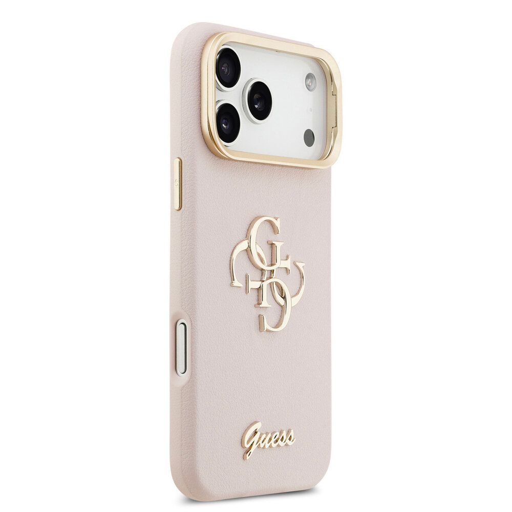 Guess Guess iPhone 17 Pro Max Back cover case - HC Grained PU Big 4G & Stand Camera - Pink Guess Guess iPhone 17 Pro Max Back cover case - HC Grained PU Big 4G & Stand Camera - Pink