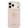 Guess Guess iPhone 17 Pro Max/iPhone 18 Pro Max Hartschalenhülle Genarbtes PU großes 4G-Motiv Kameraständer - Rosa