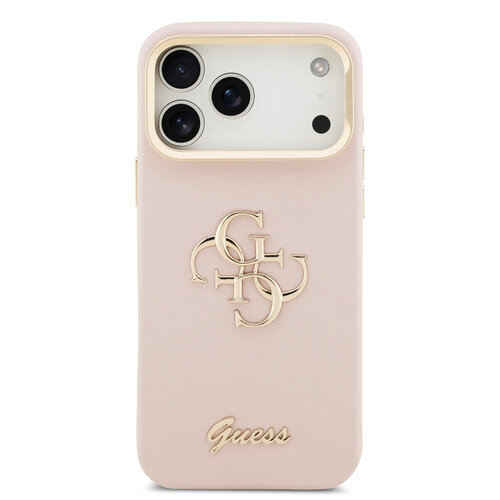 Guess Guess iPhone 17 Pro Max/iPhone 18 Pro Max Hartschalenhülle Genarbtes PU großes 4G-Motiv Kameraständer - Rosa