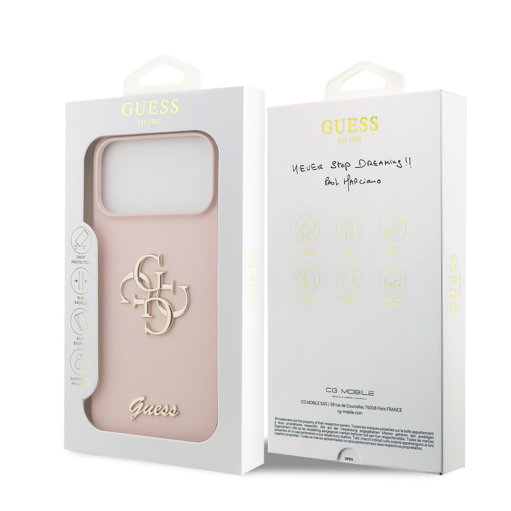Guess Guess iPhone 17 Pro Max Backcover hoesje - HC Silicone With Big 4G Script - Roze Guess Guess iPhone 17 Pro Max Backcover hoesje - HC Silicone With Big 4G Script - Roze