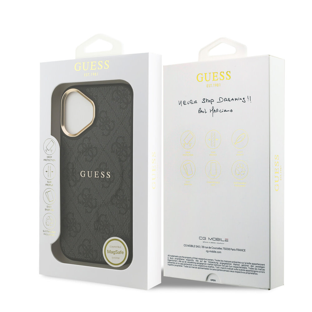 Guess Guess iPhone 16 Backcover hoesje - HC Magsafe 4G PU With Classic - Zwart