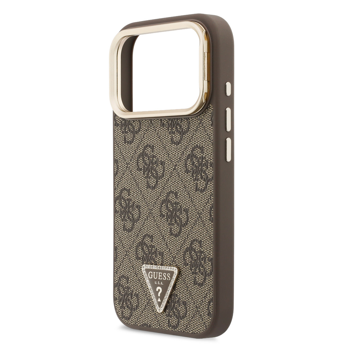 Guess Guess iPhone 17 Pro Backcover hoesje - HC Magsafe 4G PU With Triangle Logo & Stand Camera - Bruin, foto 6 van 6